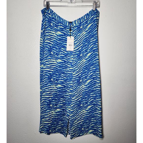 Whistles Blue Seafoam Button Front Skirt A-Line Midi Button Down Flare Size 14 - Picture 2 of 10